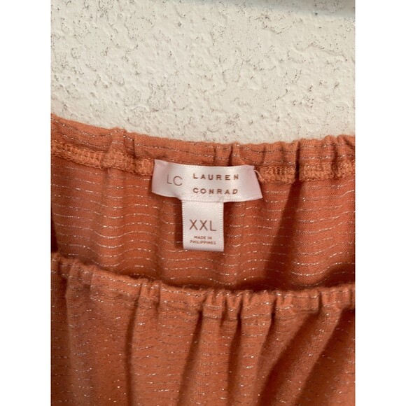 Lauren Conrad Women’s XXL Metallic Peplum Blouse Rust Orange Long Sleeve Top - Picture 8 of 8